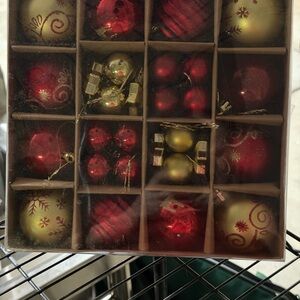 Festive Red and Gold Holiday Ornament Set